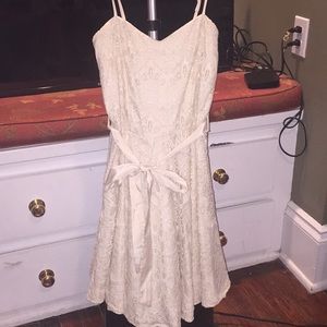 White lace dress with satin ribbon